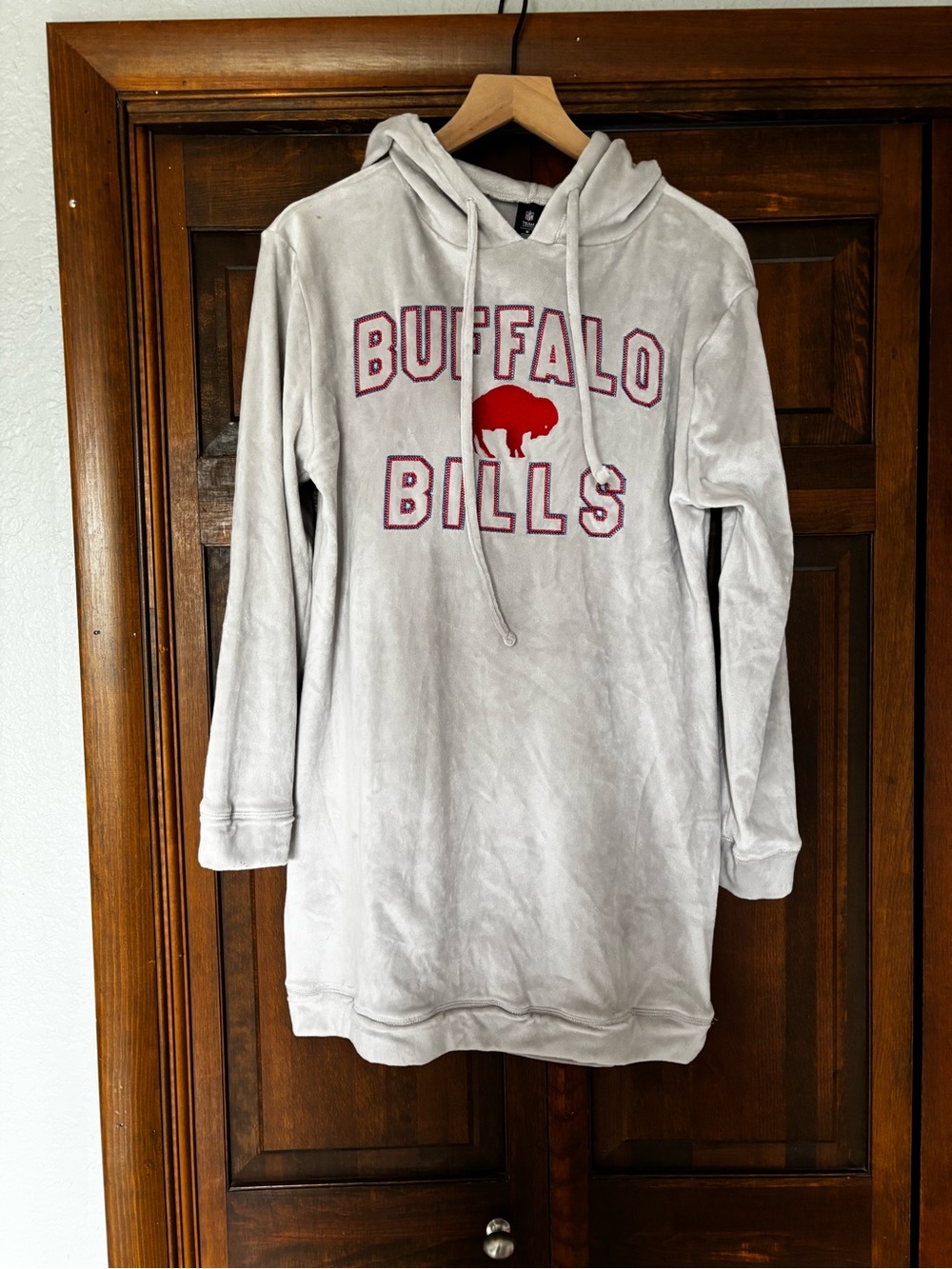 NFL Buffalo Bills Light Gray Hoodie with Red Logo